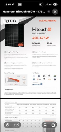 Hanerson 455w solar panels