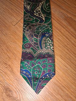 VINTAGE Polo Ralph Lauren Silk Tie Teal Paisley Slim Skinny