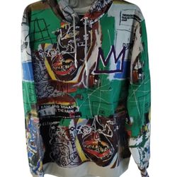 Jean Michel Basquiat Members Only Graffiti Art Pullover Hoodie Sweatshirt Men M

