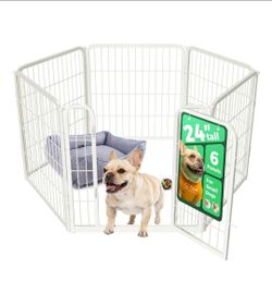 6 Panel Dog Pen~24 H"~Indoor Playpen~for Puppy and Small Dogs, White