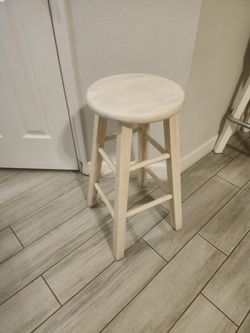 Refinished Solid Wood Round Stool - Chalk Paint, Matte Finish
