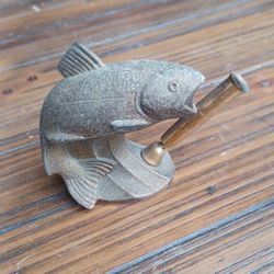 Vintage brass fish pen holder