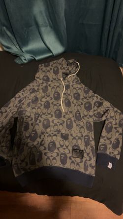 Grey And Navy Blue Coach X Bape Hoodie Collab Size XL fits like L though