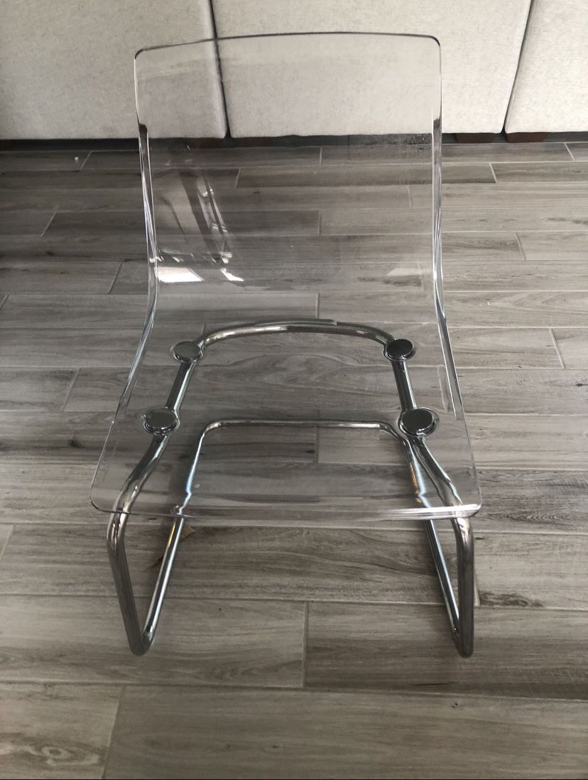 Ikea Tobias Clear Lucite Chrome Chair —Like New