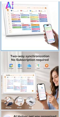 15.6" Digital Calendar Family Wall Planner Smart Calendar No Subscription Electronic Touchscreen Calendar for Family kids with Chore Chart, Calendar S