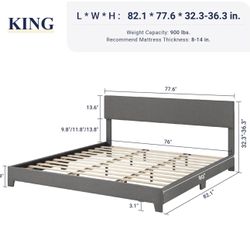 King Bed Frame New In Box Grey 