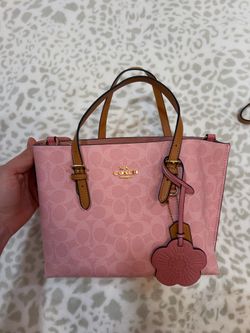 Pink coach leather tote