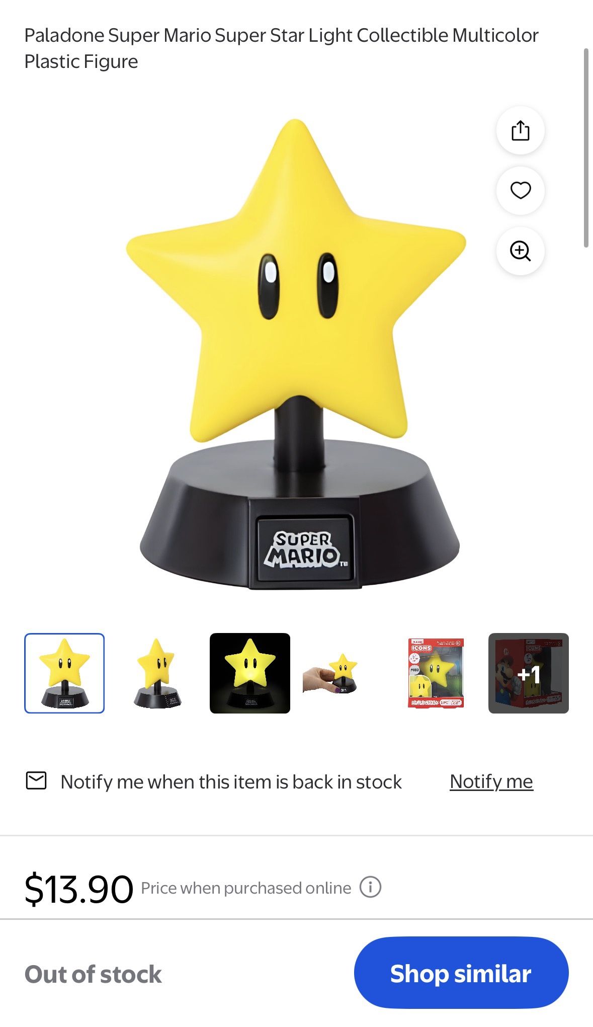 Paladone Super Mario Super Star Light Collectible Multicolor Plastic Figure