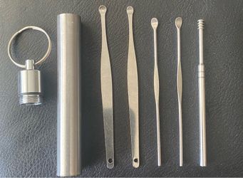 Stainless Steel Earwax Removal Kit with Portable Case Keychain