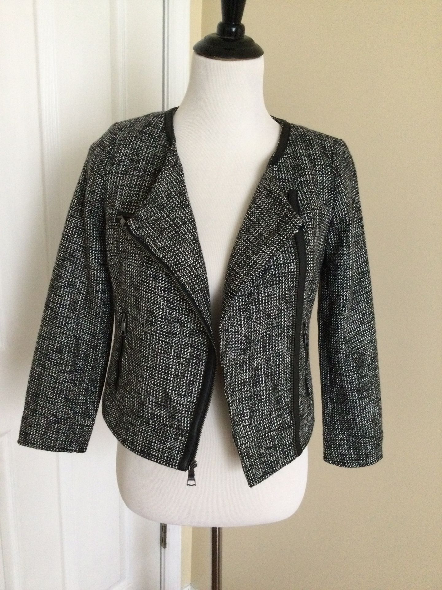 Banana republic tweed moto blazer