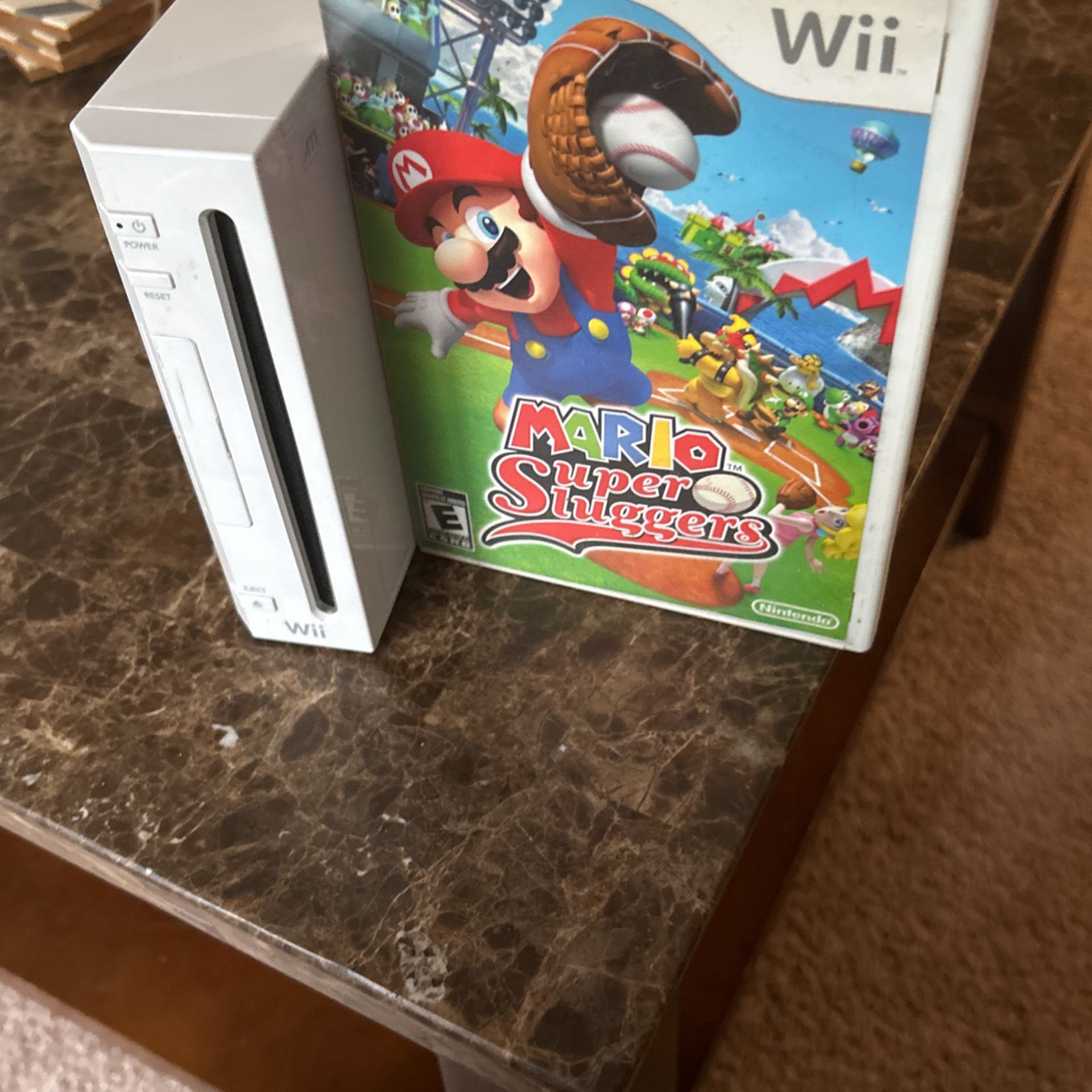 Nintendo Wii W/ Mario Super Sluggers (includes All Cables And Controllers)