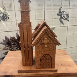 Handmade Carved Church Souvenir Rustic