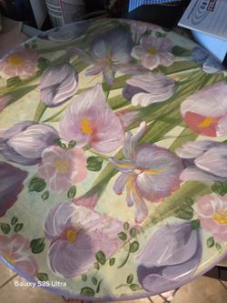 Hand-Painted Floral Round Table Top