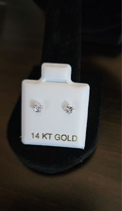 💎 14KT White Gold Stud Earrings | Classic Solitaire 3mm