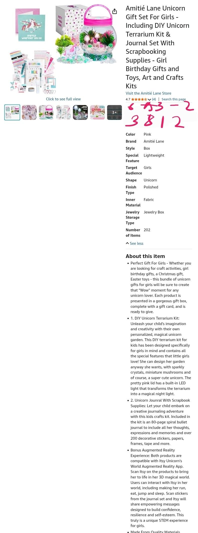 Amitié Lane Unicorn Gift Set For Girls - Including DIY Unicorn Terrarium Kit & Journal Set With Scrapbooking Supplies - Girl Birthday Gifts and Toys