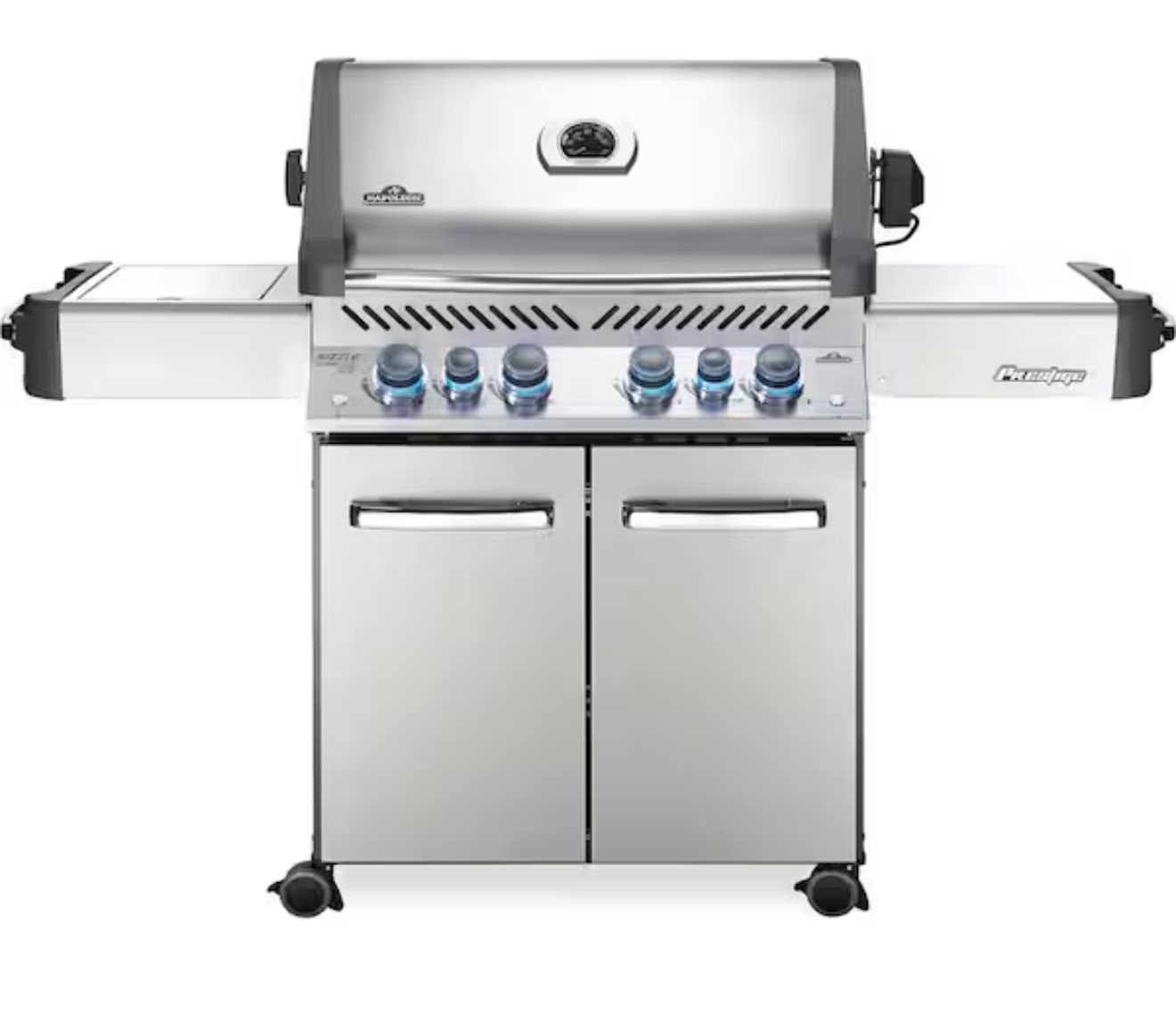 Prestige 500 4-Burner Natural Gas Grill in Stainless Steel with Infrared Side and Rear Burners and Rotisserie Kit