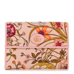 GUCCI Canvas Flora Compact Wallet Pink