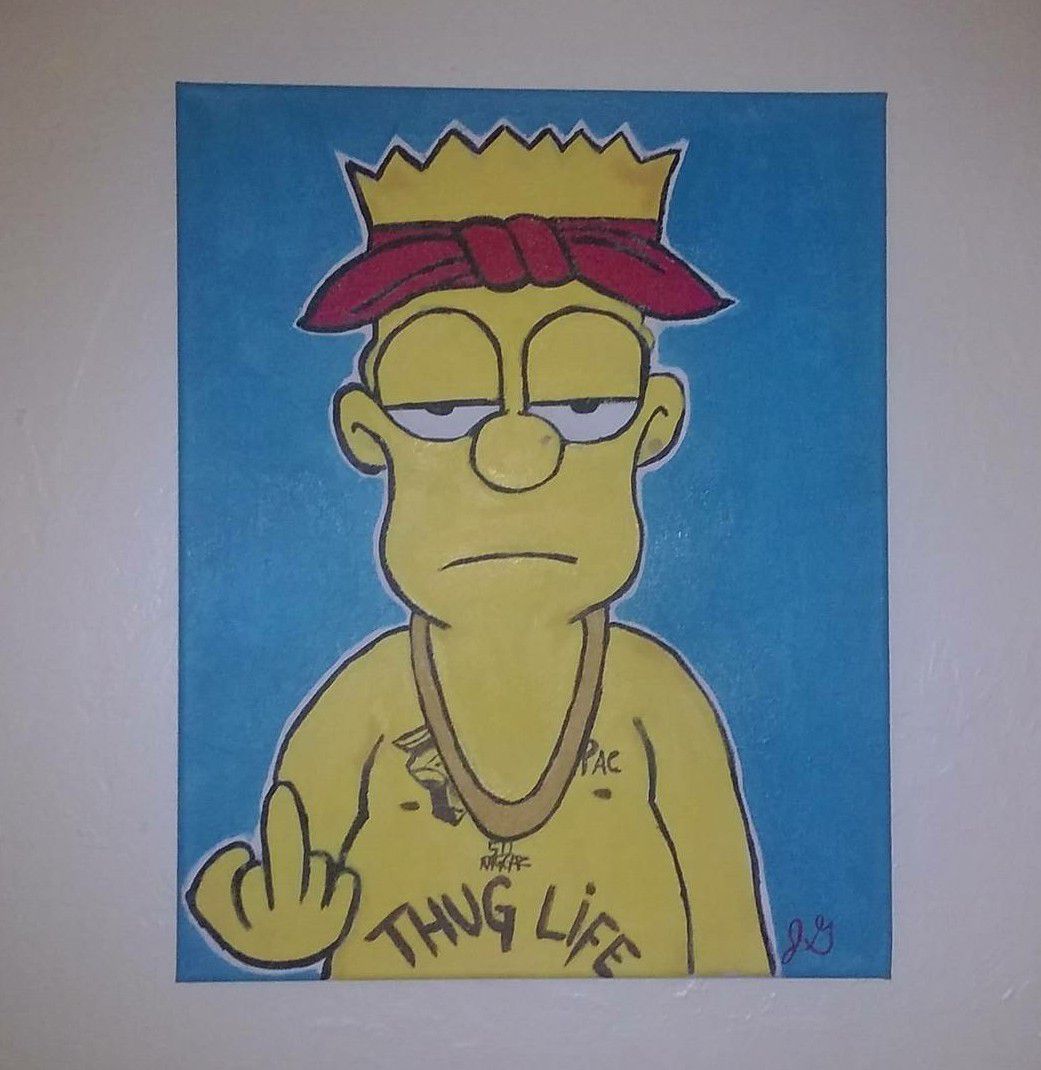 Bart Simpson as 2pac canvas painting