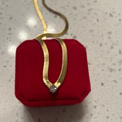 cubic Zirconium, Gold Plated Necklace.