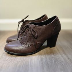Bandolino Brown Leather Ankle Booties, Women's Size 7