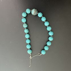 Native American Sterling Silver Turquoise & Navajo Pearl Necklace