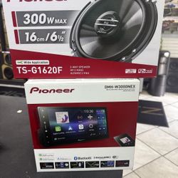**1) Pioneer package $385**  Title ``` Pioneer DMH-W3000NEX Wireless CarPlay + TS-G1620F Speakers Package ```  Body ``` Pioneer DMH-W3000NEX Wireless 