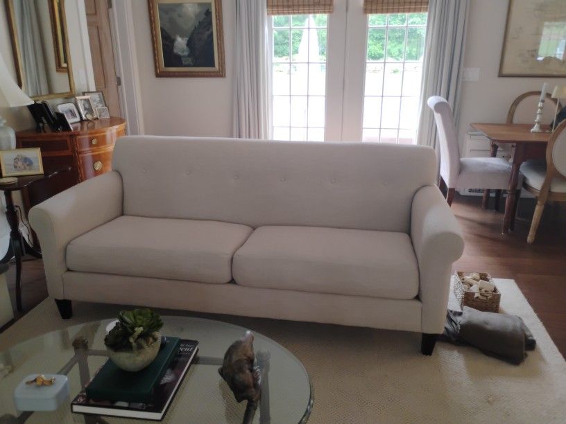 2- Light Beige 7 Ft Sofas For Sale.