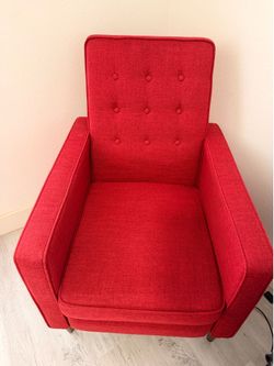 🔥 Mid-Century Modern Recliner – Red Fabric Accent Chair