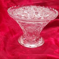 Vintage  Etched Glass Flower Frog