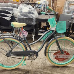 Huffy 26 In. Nel Lusso Women's Classic Beach Cruiser Bike, Gray and Mint Green NEW
175$ cash no tax 
Pick up Mesa Alma School and University 