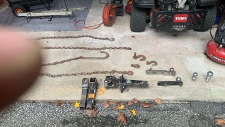 Towing, hitches and chains and hooks and balls