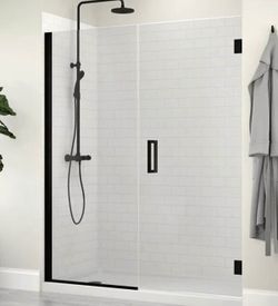 Puerta de ducha abatible Craft + Main Marina 48x74 negro mate