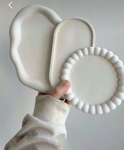 Modern Decorative Tray Set – Handmade | 3D Printed | White Minimalist