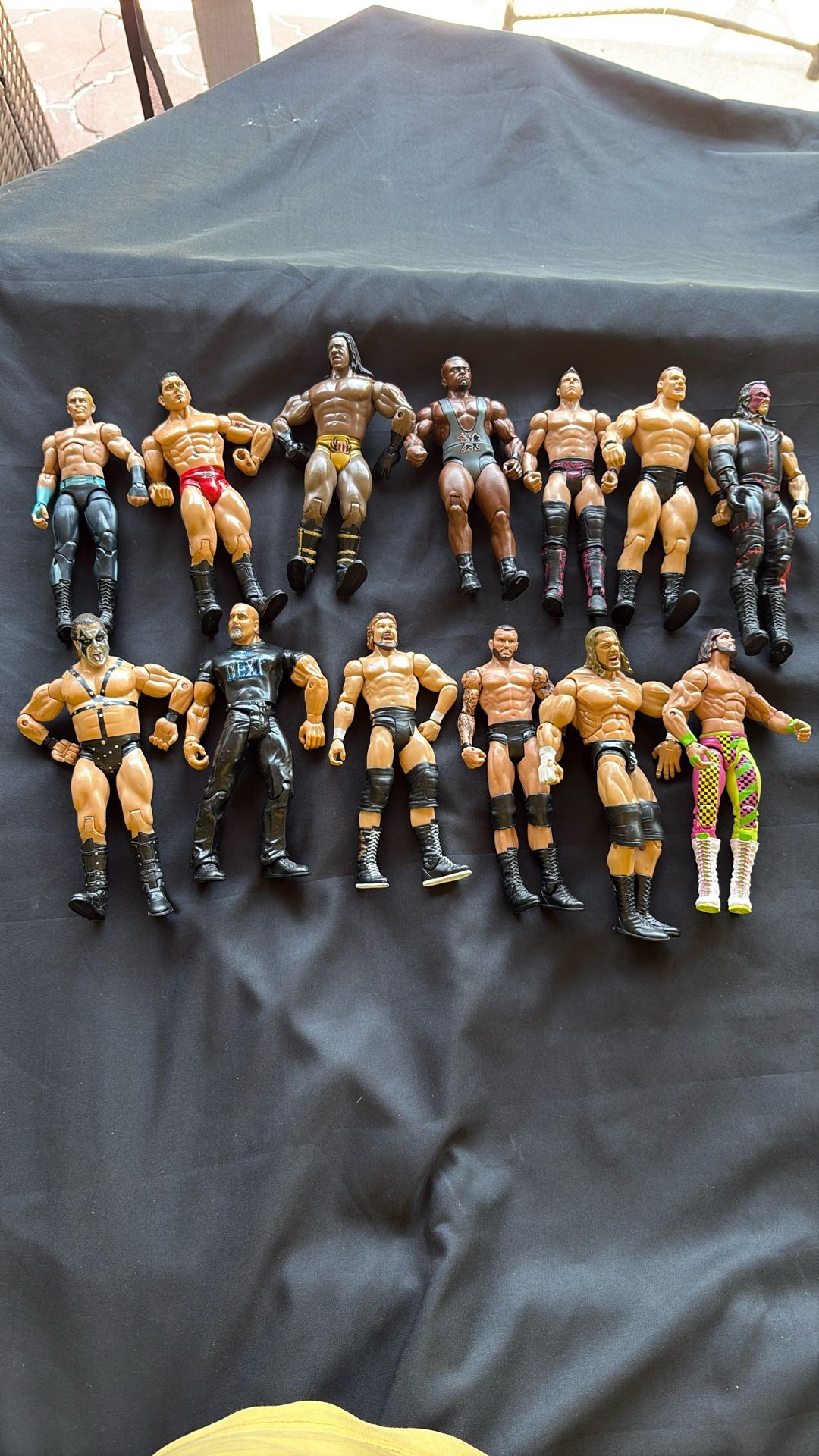 13 WWE Figures-Bautista, Goldberg, Orton, Macho Man, Big E, Miz
