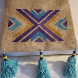 Radiant Turquoise & Purple Geometric Handmade Boho Hand Bag