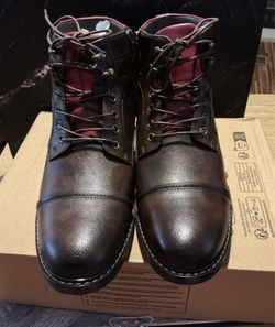 Men’s brown & maroon side zipper lace up boots
