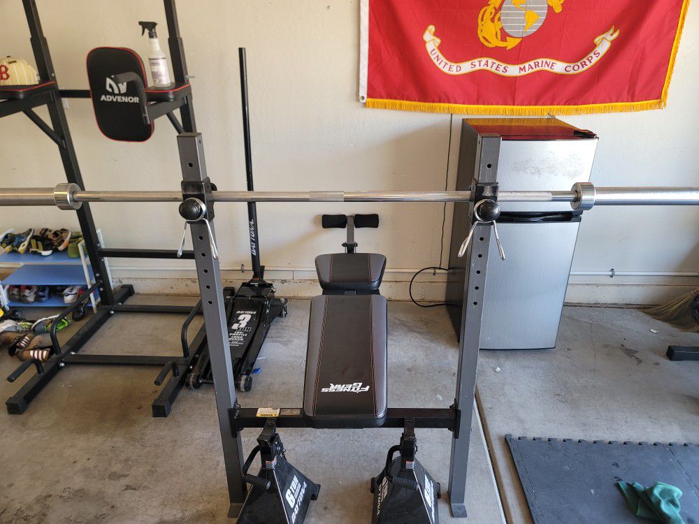 Complete Home Gym Setup - Bench Press, Barbell, Dumbbells, Weight Tree!