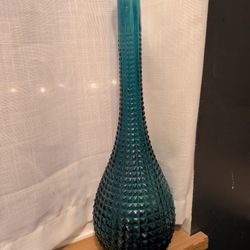 Vintage Peacock Blue Unmarked Empoli Genie Bottle Bottom 