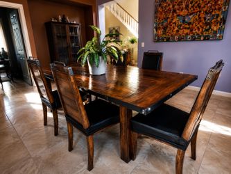 Solid Wood Dining Table Set with 5 Chairs – Rustic / Farmhouse Style