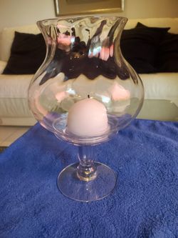 Glass Hurricane Votive & Pedestal With Ball Candle