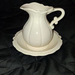 Vintage Mini Pitcher and Basin Set - White Ceramic Decor