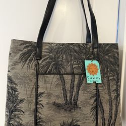 Tote Purse Canvas And Leather Like 