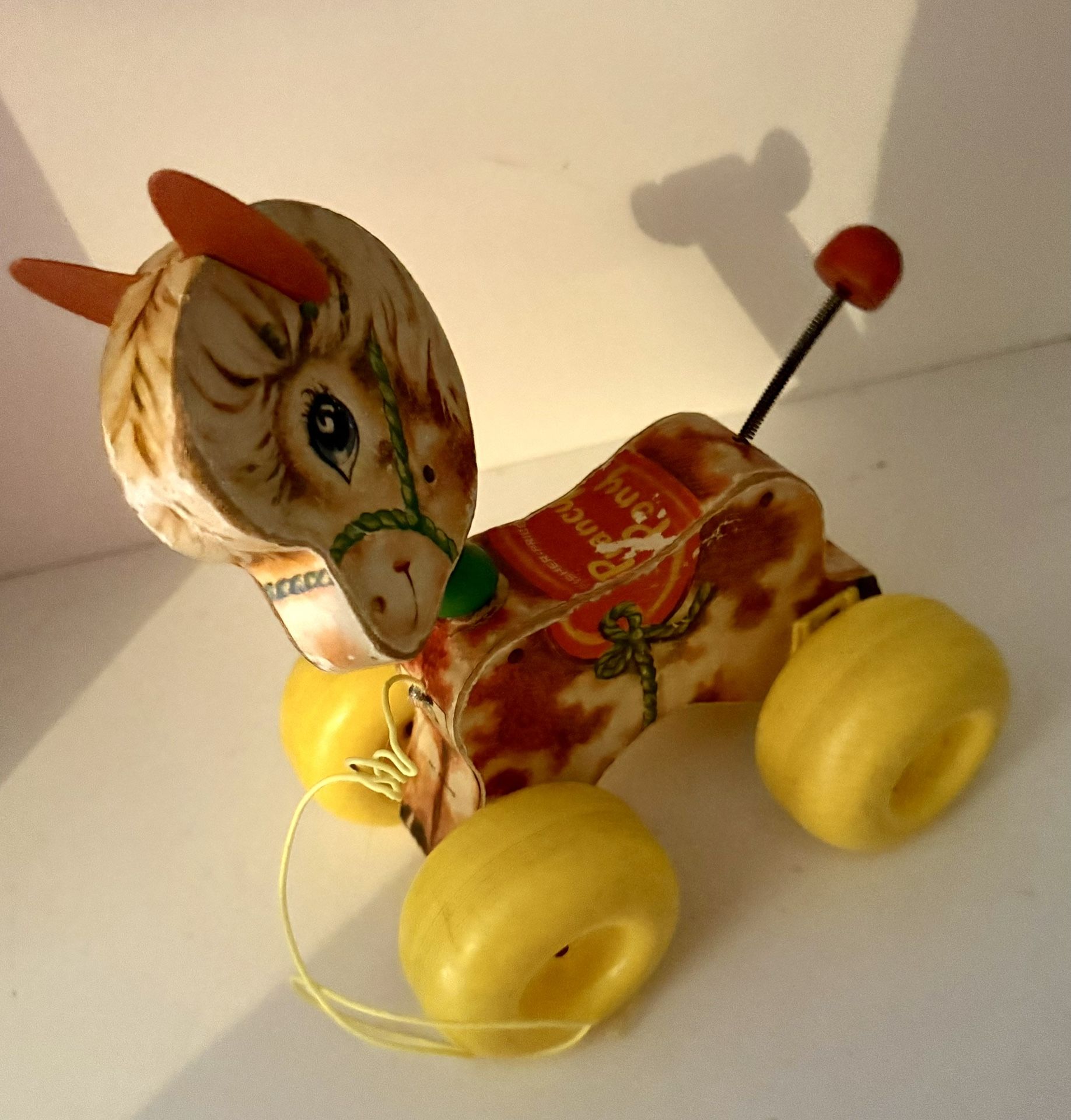 Vintage 1960s Fisher Price Prancy Pony: Spring Head/Tail Wooden Pull Along Toy