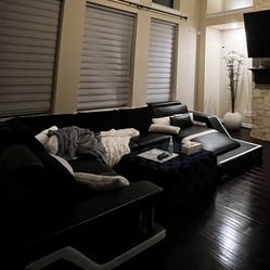 Black And White Sectional Sofa With Pillows