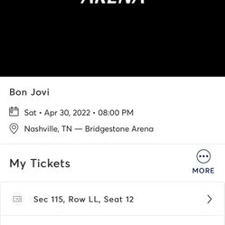 Bon Jovi Tickets Section 115 ROW LL Bridge Stone Aerna 