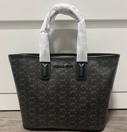 NWT MICHAEL KORS Jodie Small Logo Jacquard Tote Bag Black