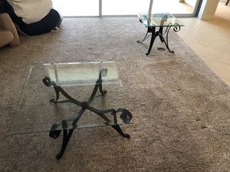 2 glass top end tables