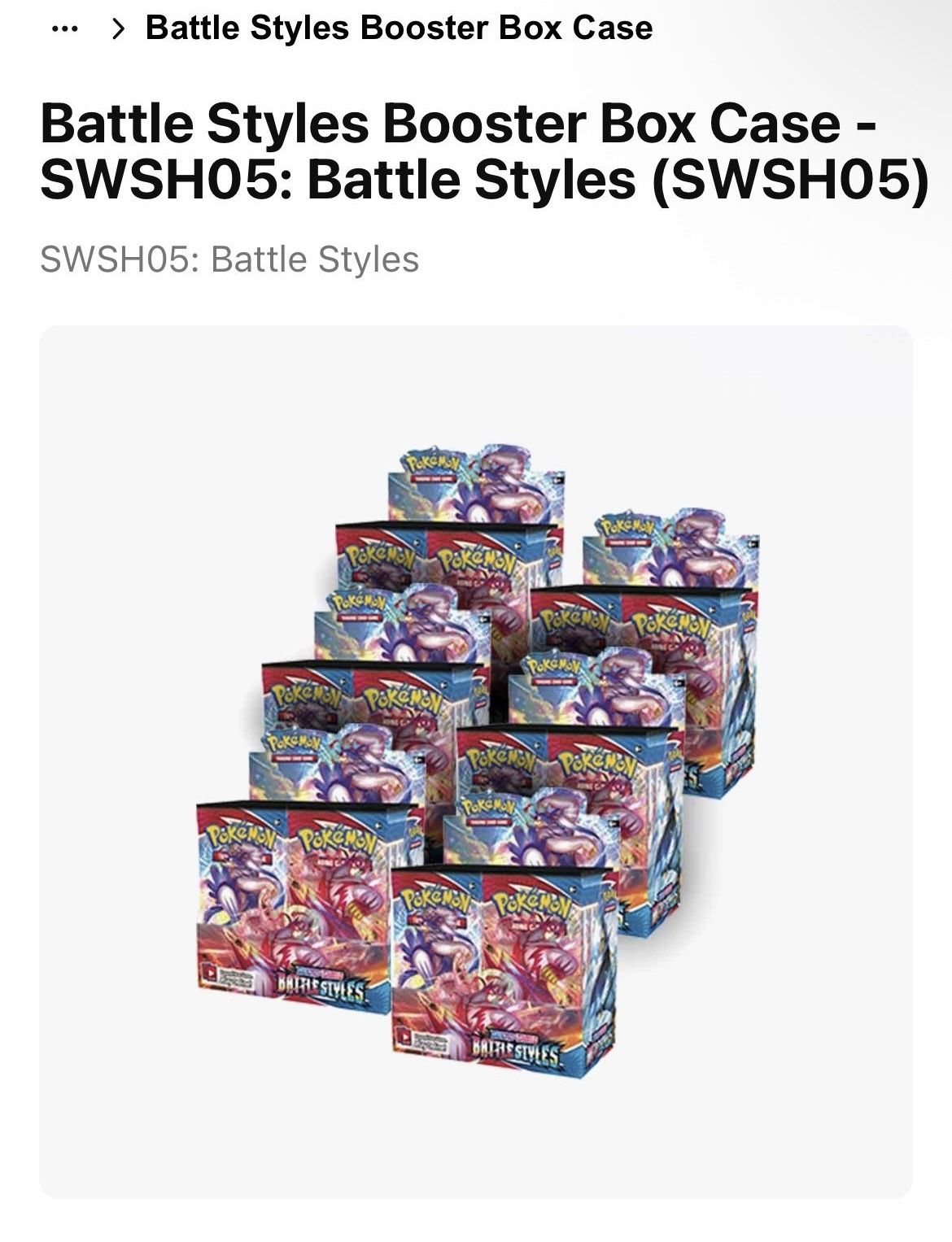 Pokemon Sword and Shield Battle Styles 6x Booster Box Sealed Case FS/FT