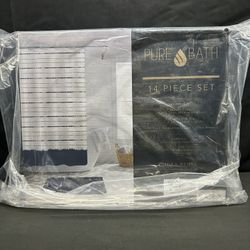 Pure Bath Idea Nuova Meadow 14 Piece Shower Curtain Set With Decorative Hooks