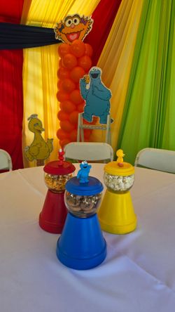 Sesame Street Candy Jar Centerpieces and cutouts